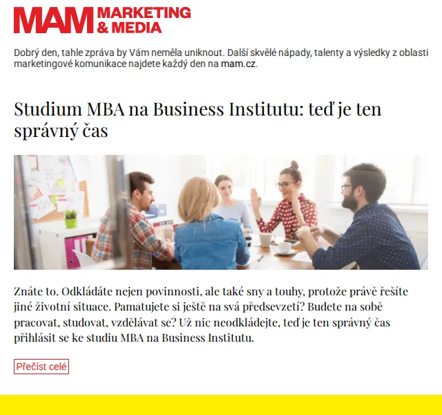 Marketing & Media: Studium MBA – červenec 2026 | Nuslet.cz