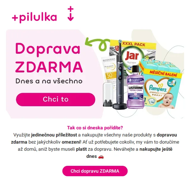 Pilulka.cz: Doprava ZDARMA – červenec 2026 | Nuslet.cz