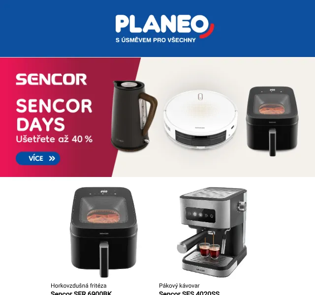 Planeo: Sencor Days až -40 % – září 2026
