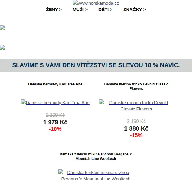 Norskamoda.cz: Sleva 10 % na Den vítězství – červenec 2026 | Nuslet.cz