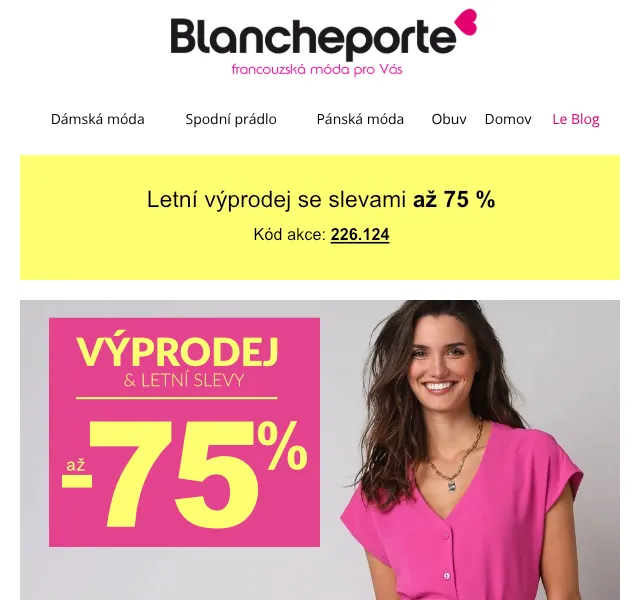 Blancheporte: výprodej až -75 % – červenec 2026 | Nuslet.cz