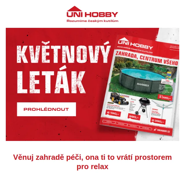 UNI HOBBY: Bazén, gril, zahradní nábytek – červenec 2026 | Nuslet.cz