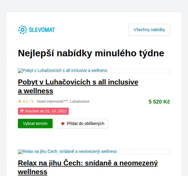 Slevomat: Dovolená v Luhačovicích all inclusive 5 520 Kč – červen 2026 | Nuslet.cz