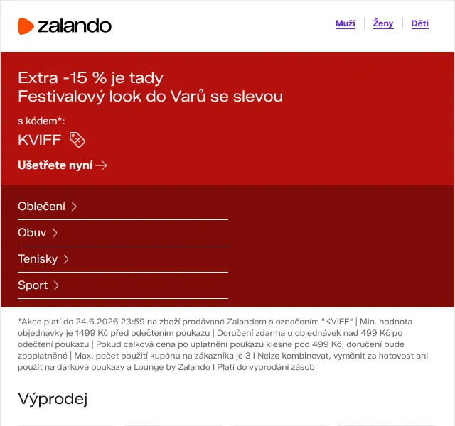 Zalando: Festivalový look -15 % – červen 2026 | Nuslet.cz