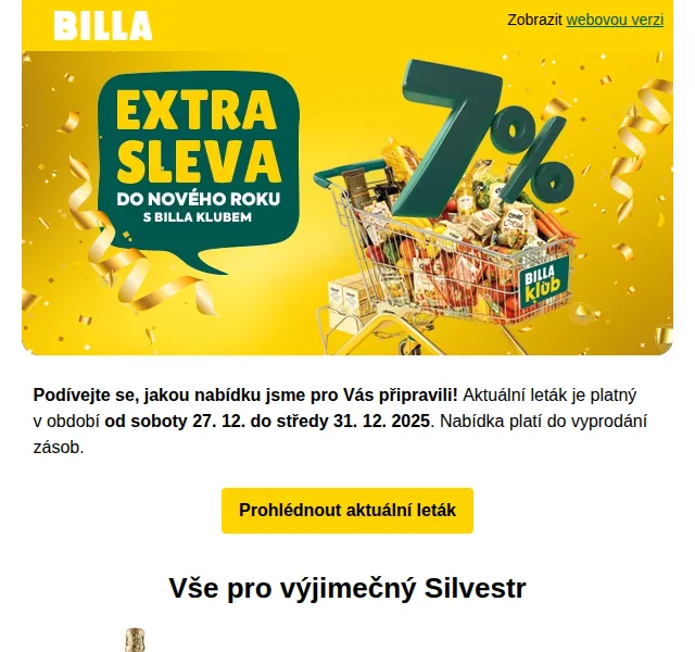 Billa: Silvestrovské slevy – Bohemia Sekt 99,90 Kč, vepřová panenka 169,90 Kč | Nuslet.cz