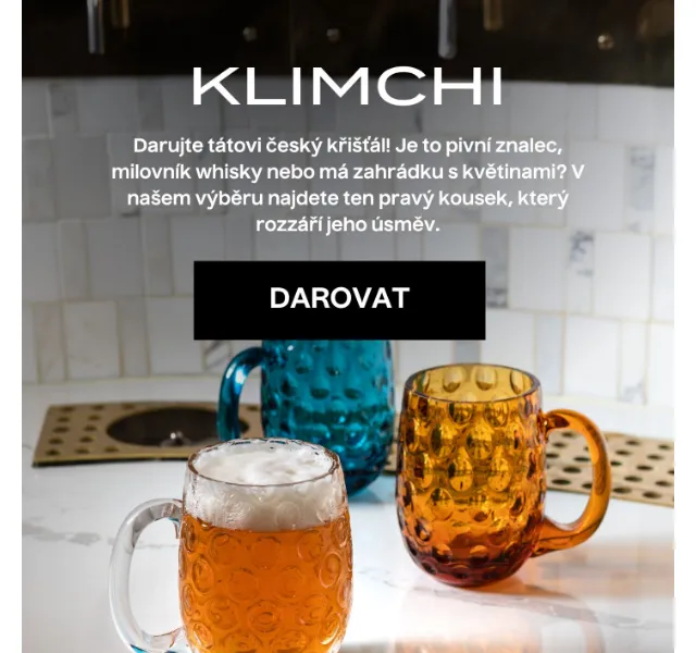 KLIMCHI: Dárky pro táty z ručně foukaného skla – červenec 2026 | Nuslet.cz
