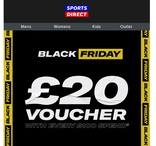 Sportsdirect.com: Black Friday – £20 voucher na každých £100 od 25. června 2026 | Nuslet.cz