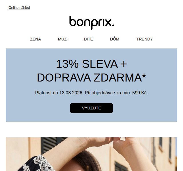 Bonprix: 13% sleva + doprava zdarma na šaty – duben 2026
