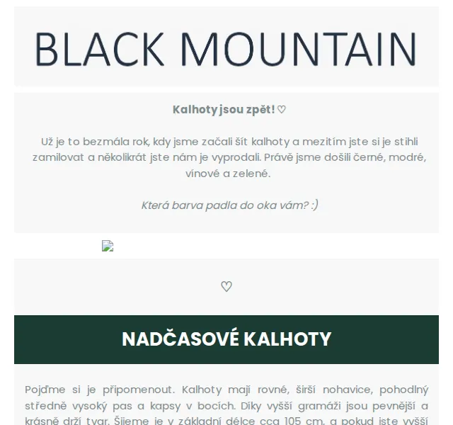Black Mountain: Nové barvy kalhot – červenec 2026 | Nuslet.cz