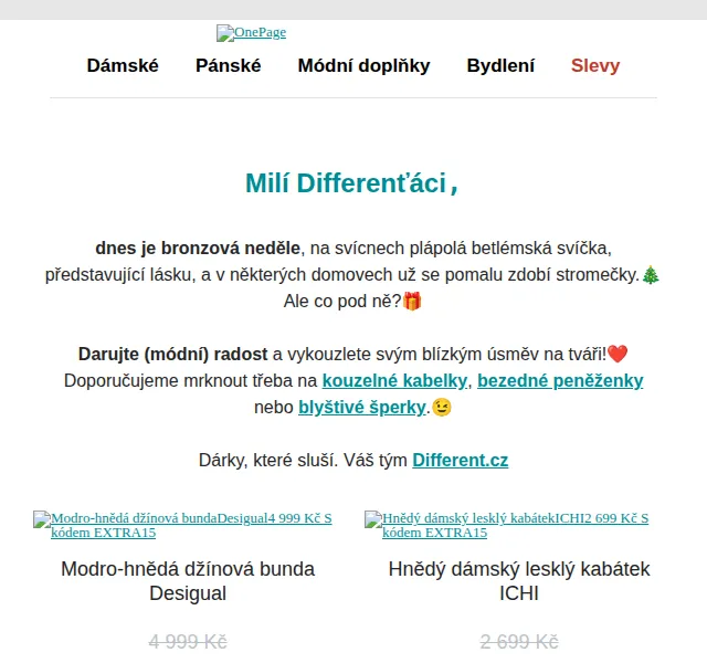 Different: Extra sleva 15 % na módu a doplňky – leden 2026 | Nuslet.cz