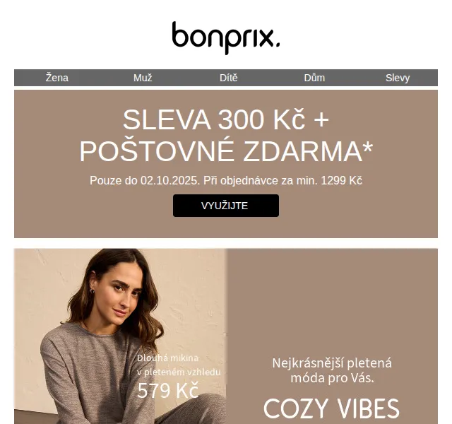 bonprix: 300 Kč sleva + doprava zdarma – říjen 2025 | Nuslet.cz