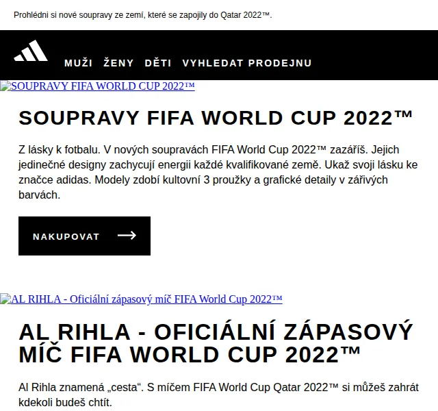 Adidas: FIFA World Cup 2022™ soupravy – červen 2026 | Nuslet.cz