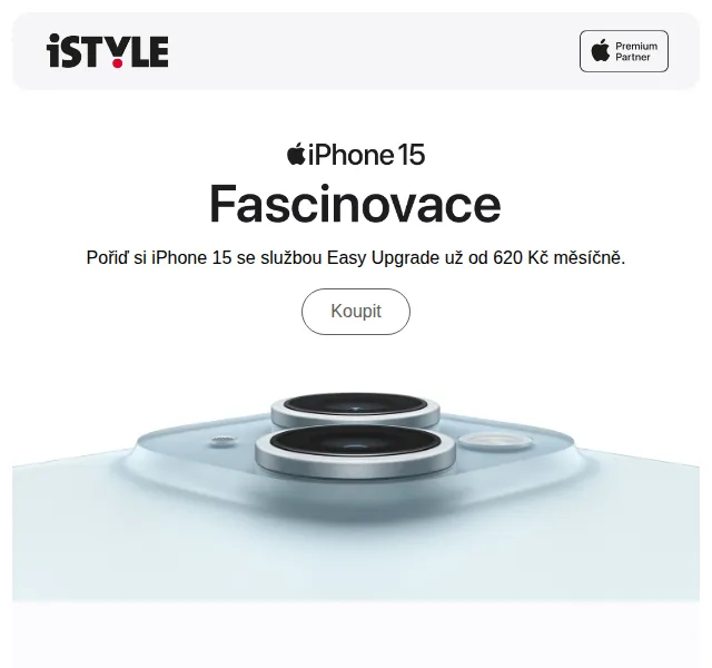 iSTYLE: iPhone 15 od 620 Kč/měsíc s Easy Upgrade – červenec 2026 | Nuslet.cz