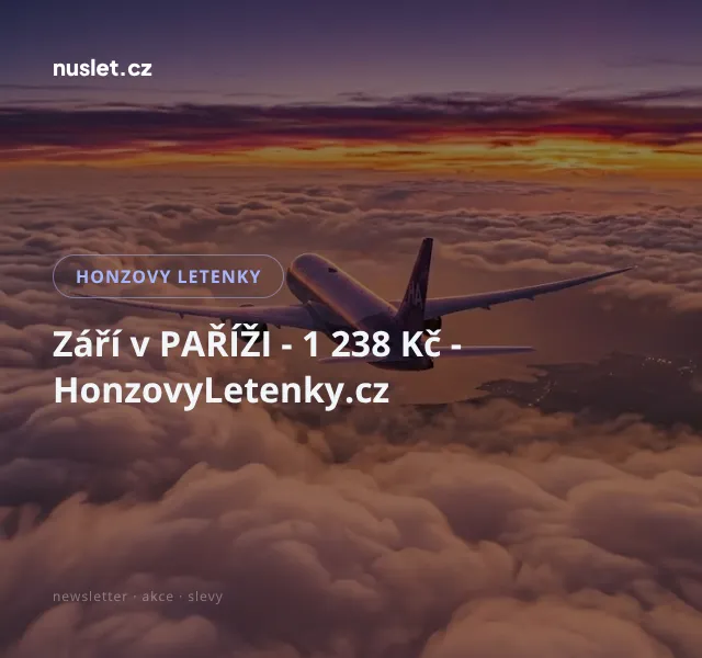 Honzovy letenky: Paříž září 2026 – 1 238 Kč | Nuslet.cz