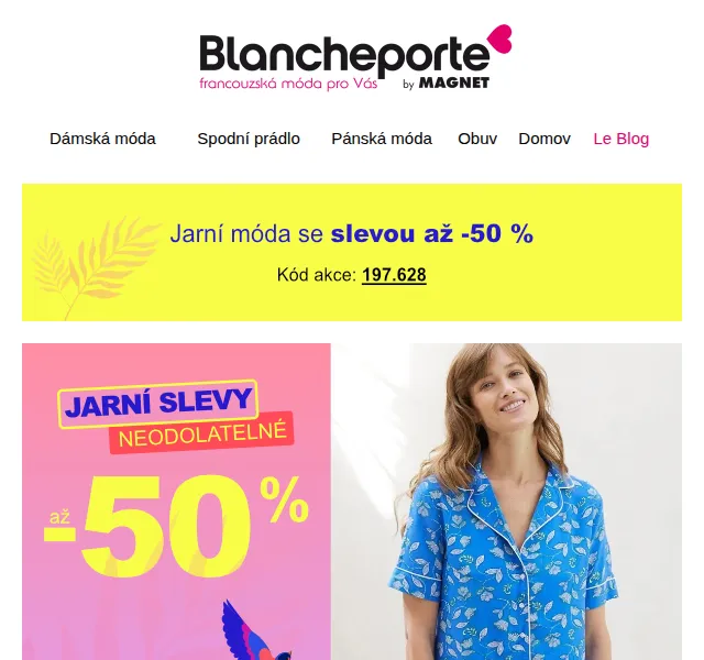 Blancheporte: Až -50 % na pyžama a noční prádlo – červenec 2026 | Nuslet.cz