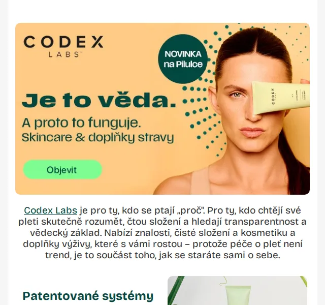 Pilulka: Novinka Codex Labs – inovativní péče o pleť – červenec 2026 | Nuslet.cz
