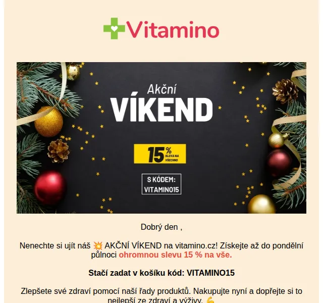 Vitamino.cz: 15% sleva na celý sortiment – červenec 2026 | Nuslet.cz
