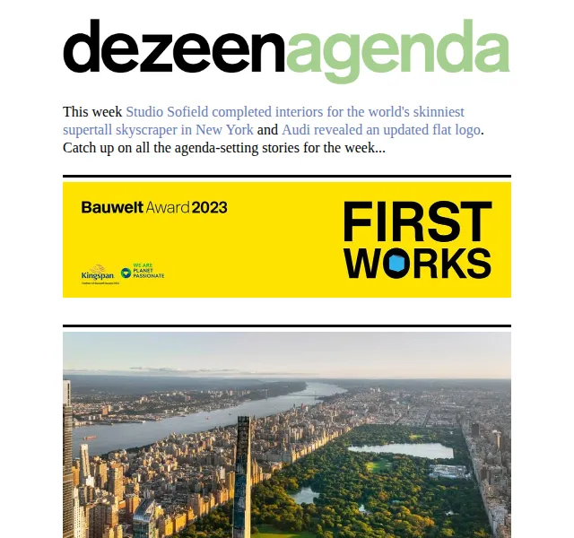 Dezeen Daily: Interiéry světa nejužšího mrakodrapu – červen 2026 | Nuslet.cz