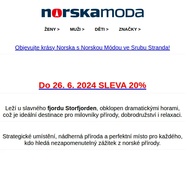 Norskamoda.cz: Srub Stranda se slevou 20 % – červenec 2026 | Nuslet.cz
