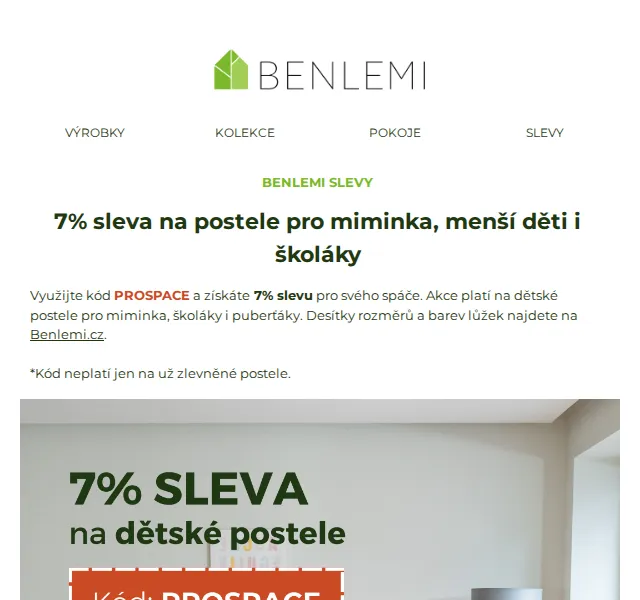 Michal z rodiny Benlemi: Sleva 7 % na dětské postele – červenec 2026 | Nuslet.cz