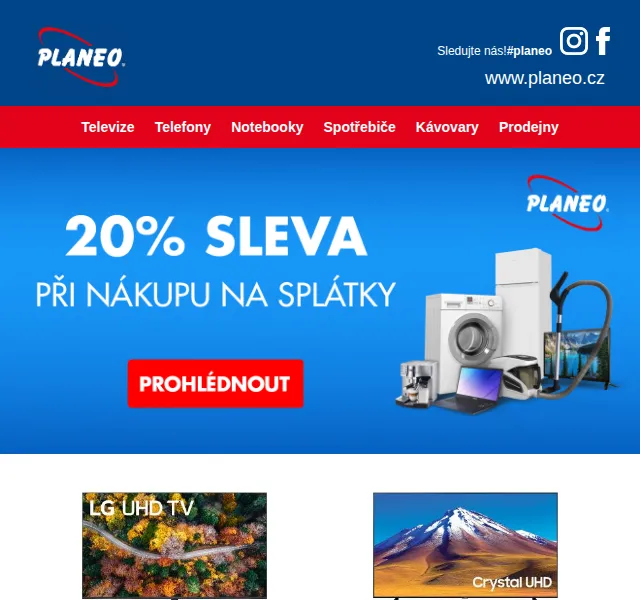 Planeo: 20% sleva při nákupu na splátky červenec 2026 | Nuslet.cz