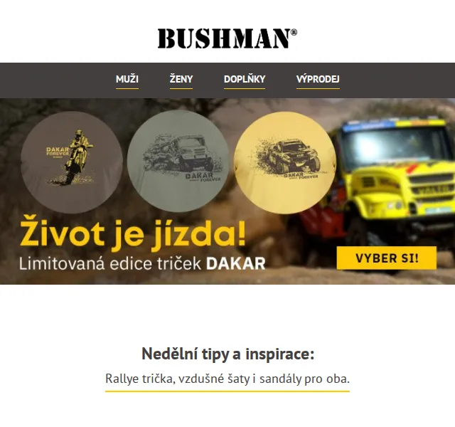 BUSHMAN: Letní výprodej až 50 % – červen 2026 | Nuslet.cz