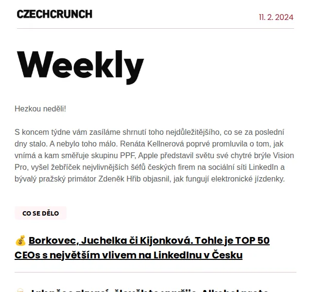 CzechCrunch: Víkendový přehled – únor 2024 | Nuslet.cz