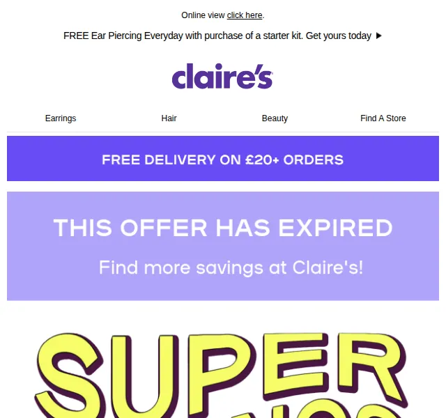 Claire's: extra 20% sleva na vše – červenec 2026 | Nuslet.cz
