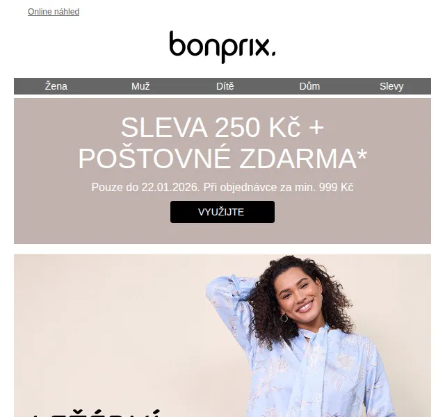 Bonprix: 250 Kč sleva + doručení zdarma – duben 2026