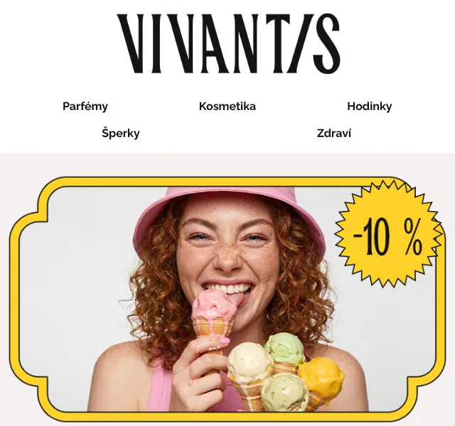 Vivantis.cz: Sleva 10 % na parfémy, hodinky, šperky – červenec 2026