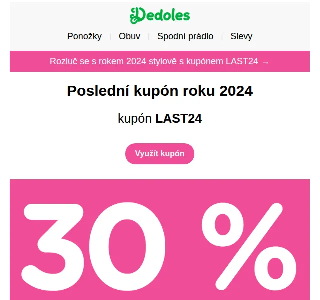 Dedoles.cz: Akce na ponožky s 30% slevou – prosinec 2024 | Nuslet.cz