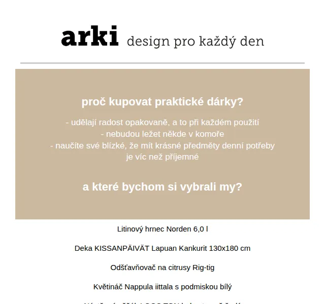 Arki: praktické dárky iittala, Rig-tig, Arabia – červen 2026 | Nuslet.cz