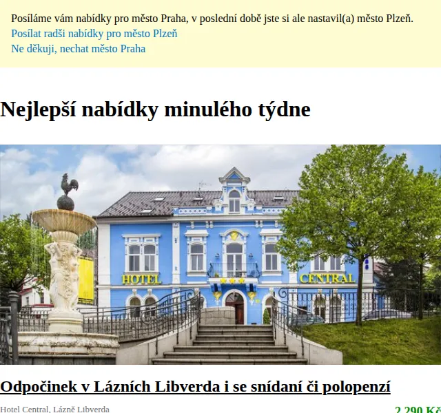 Slevomat: Hotel Central Lázně Libverda od 2 290 Kč – červen 2026 | Nuslet.cz