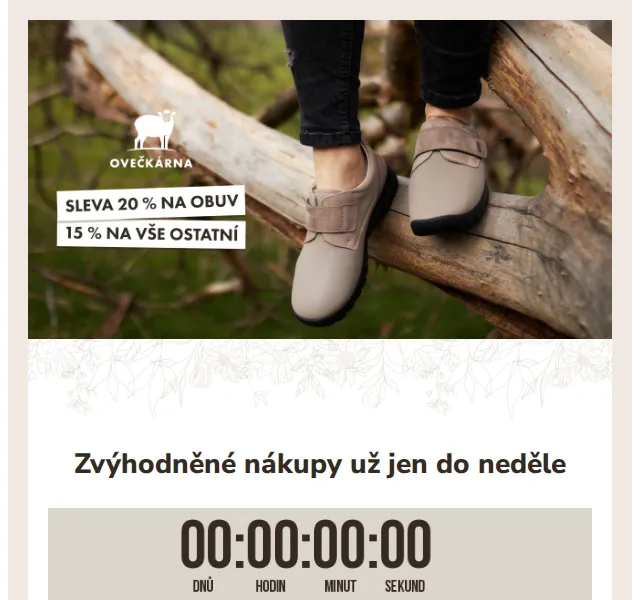 Ovečkárna: Sleva 20 % na obuv a 15 % na vše ostatní – červenec 2026 | Nuslet.cz