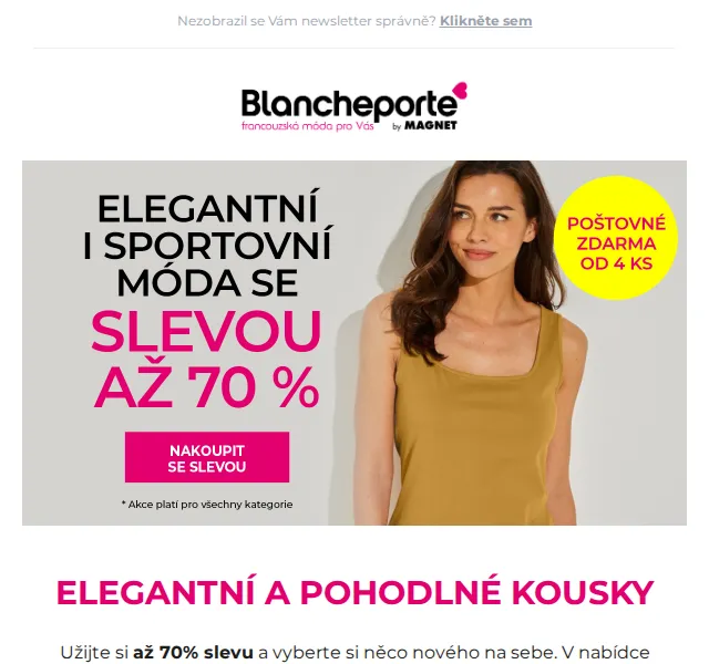 Blancheporte: Až 70% slevy na volnočasovou módu – červen 2026 | Nuslet.cz