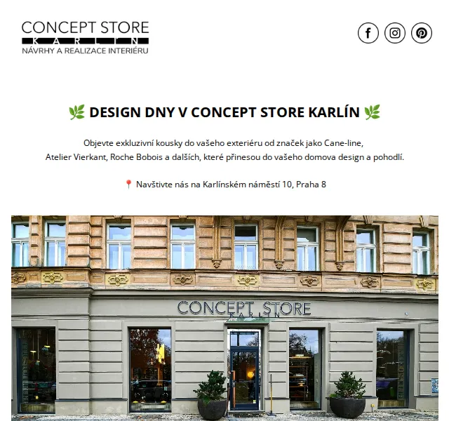 Concept Store Karlín: Outdoor nábytek Cane-line, Blomus – duben 2026