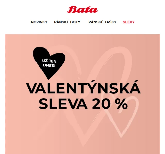 Baťa: Valentýnská sleva 20 % na dva páry – červen 2026 | Nuslet.cz