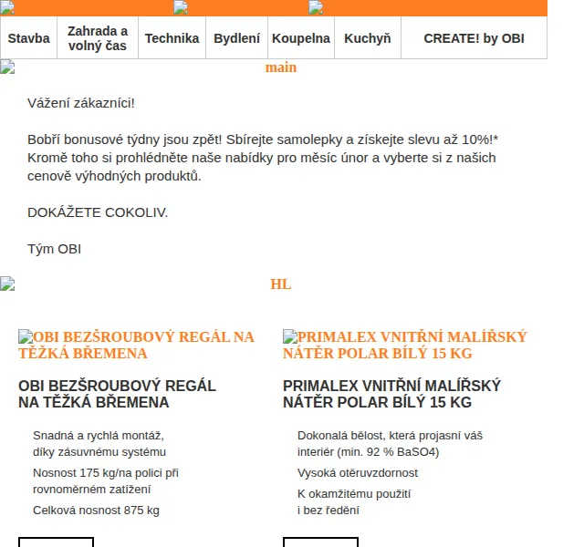 OBI Novinky: Bobří bonusové týdny se slevou až 10 % – únor 2023 | Nuslet.cz