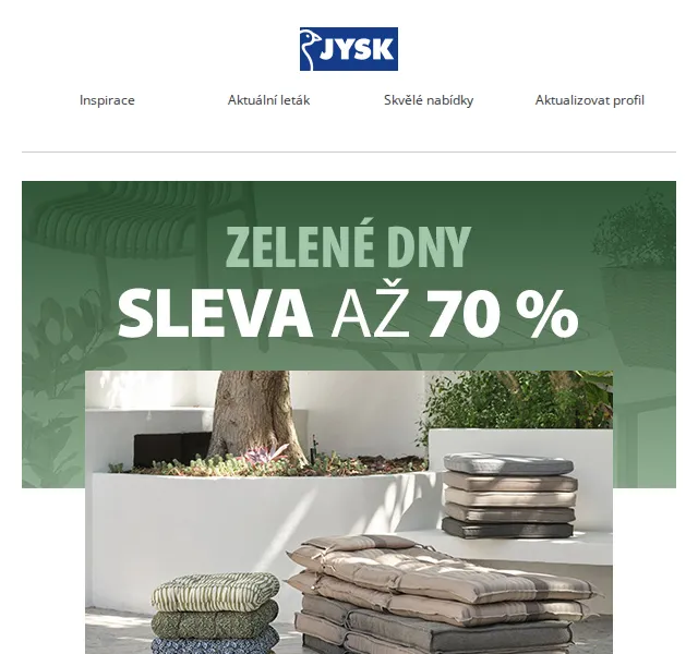 JYSK: Zelené dny slevy až 70 % – červenec 2026 | Nuslet.cz