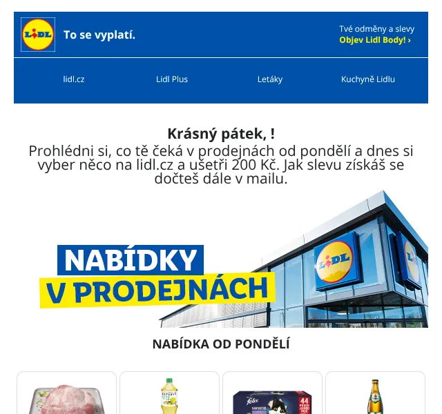 Lidl: sleva 200 Kč na nákup – září 2026