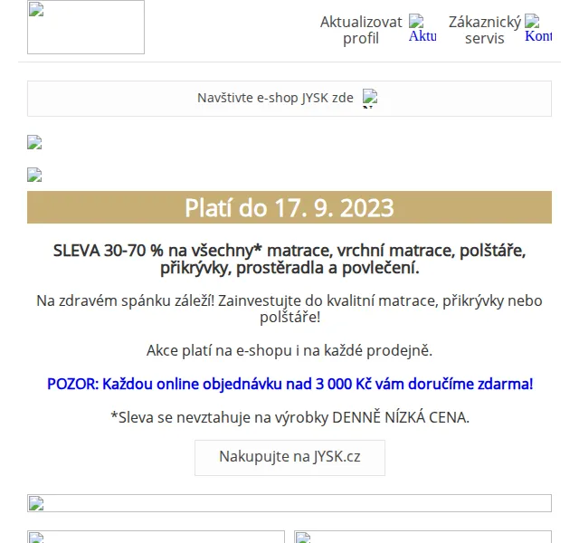 JYSK: Sleva 30-70 % na matrace a polštáře – červenec 2026 | Nuslet.cz
