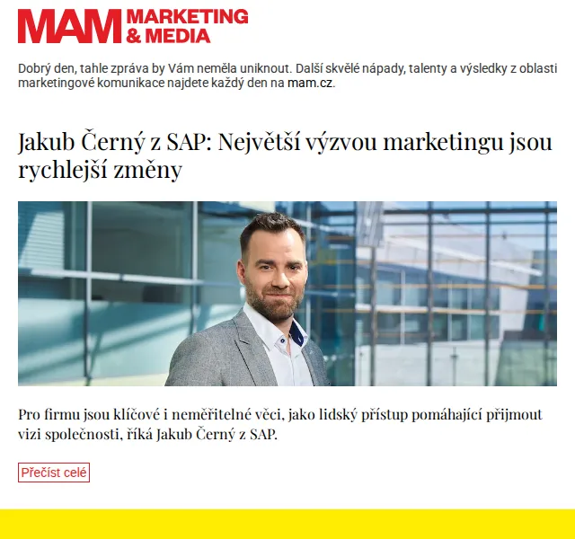 Marketing & Media: Rozhovor s Jakubem Černým (SAP) – červenec 2026 | Nuslet.cz