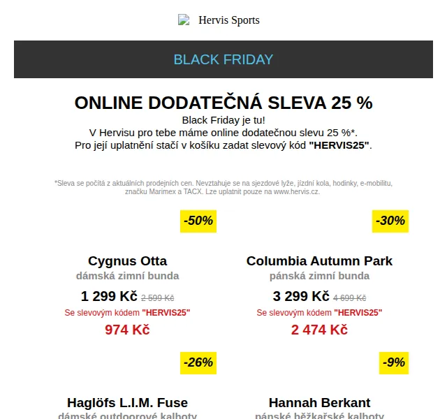 Hervis: Black Friday sleva 25 % na sportovní oblečení – červen 2026 | Nuslet.cz