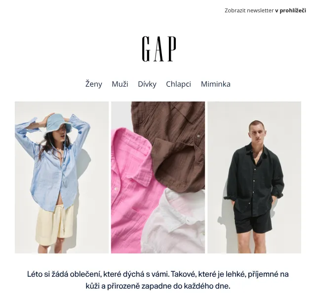 GAP: Letní oblečení z bavlny a lnu – červenec 2026