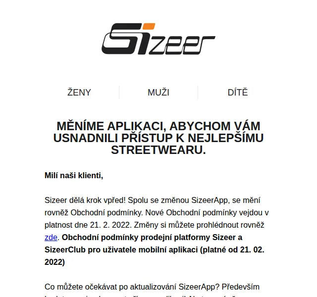 Sizeer: Změna aplikace s možností nákupu – červen 2026 | Nuslet.cz