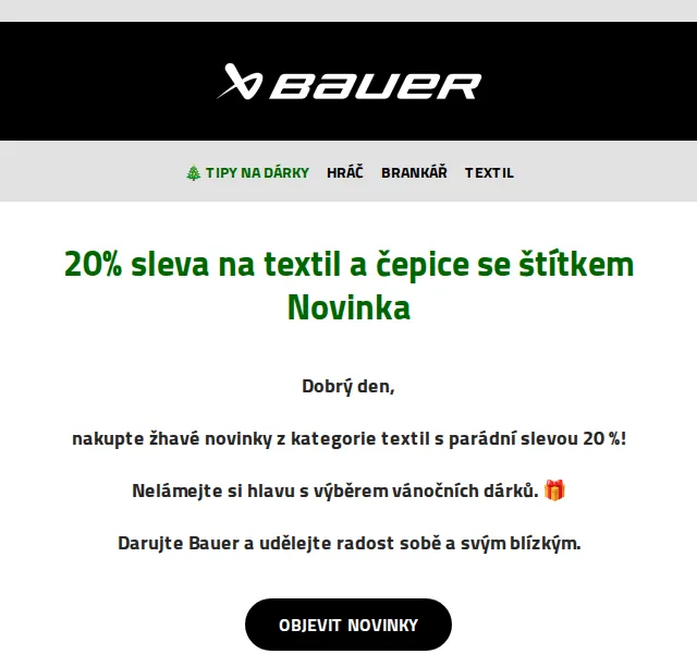 Bauer Hockey Česko: 20% sleva na textil a čepice – červen 2026 | Nuslet.cz