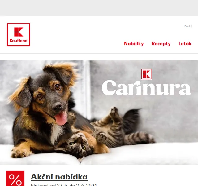 Kaufland: Chovatelské potřeby K-Carinura od 279 Kč – červenec 2026 | Nuslet.cz