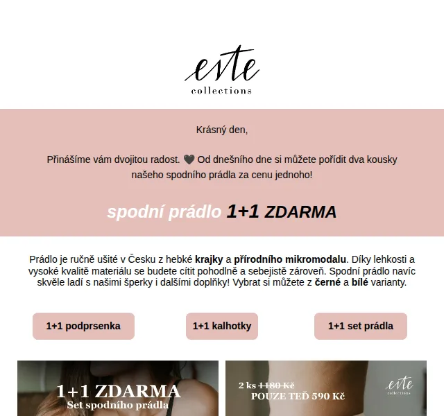 Este collections: spodní prádlo 1+1 zdarma – červenec 2026 | Nuslet.cz
