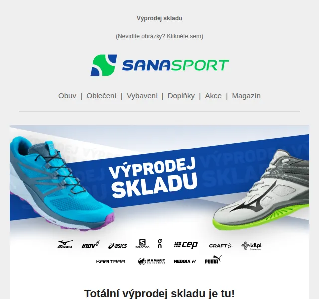 Sanasport: Totální výprodej skladu až 80 % – červen 2026 | Nuslet.cz