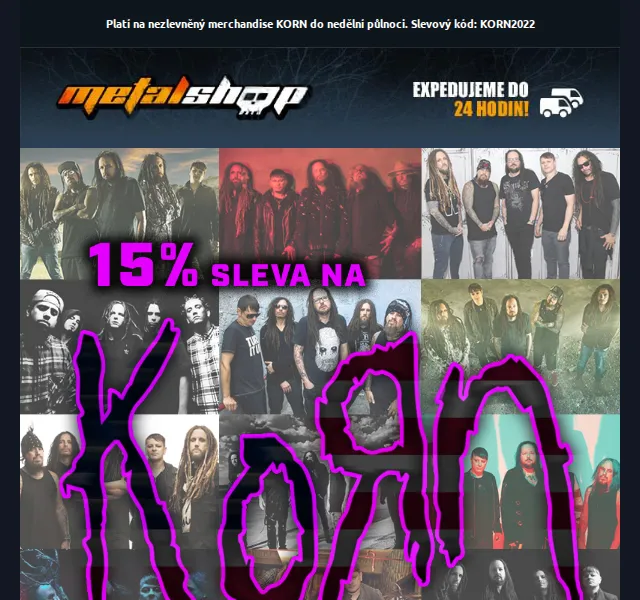 METALSHOP: 15% sleva na merch KORN – červen 2026 | Nuslet.cz